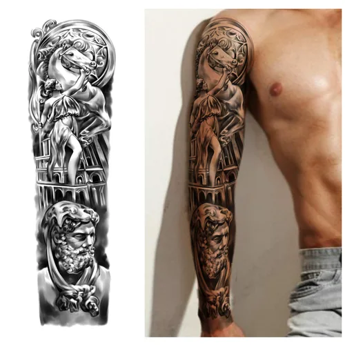 Miniatura 2 de Yazhiji - 41 piezas de tatuajes temporales a prueba de agua para hombres y mujeres adultos, diseños de flores, palabras, expresiones de arte S-León