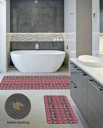 Miniatura 5 de Tapete de baño rojo de Navidad para bañera, antideslizante, de secado rápido y absorbente, tierra de diatomeas, fregadero de ducha, lavable, tapete