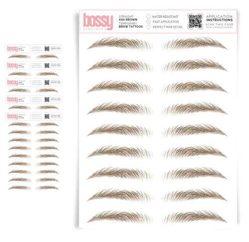 Miniatura 49 de 5 paquetes de tatuajes temporales para cejas, adhesivos impermeables para cejas, tatuajes falsos para el cabello tipo pelar de transferencia