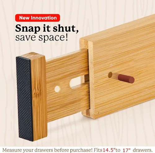 Miniatura 9 de Night Tree Separadores de cajones de bambú expandibles, organizadores de madera con resorte para ropa, utensilios de cocina, baño y cajones