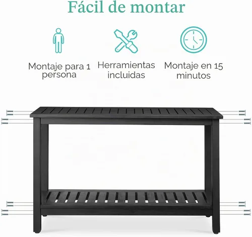 Miniatura 7 de Best Choice Products - Mesa consola de 122 cm con 2 estantes de madera de eucalipto, mesa de aparador de bar multifuncional