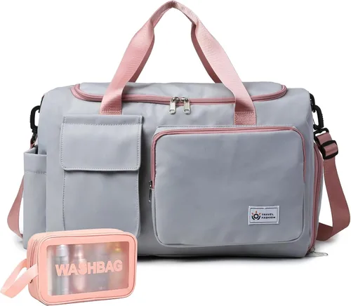 Miniatura 41 de Bolsa de Gimnasio Pequeña para Mujer, Bolsa de Lona de Viaje, Bolsa de Fin de Semana con Compartimento para Zapatos