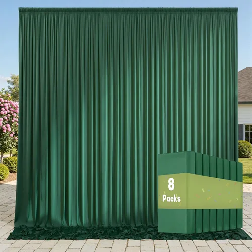 Miniatura 68 de Cortinas de telón de fondo granate de 10 pies x 10 pies sin arrugas para fiestas, 2 paneles de cortinas de telón de fondo de poliéster sedoso
