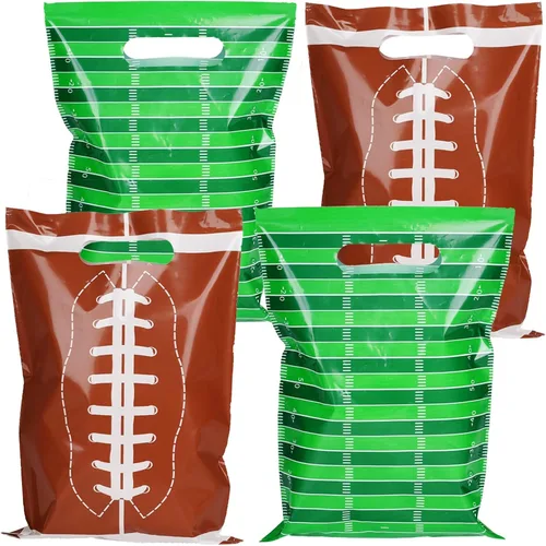 chiazllta 50 bolsas de plástico para fiestas de fútbol, bolsas de regalo para deportes de rugby, bolsas de regalo, decoraciones para el día del