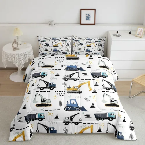 Miniatura 24 de Juego de edredón de camión de basura para niños, tamaño King, juego de ropa de cama de automóvil de dibujos animados para niños, adolescentes