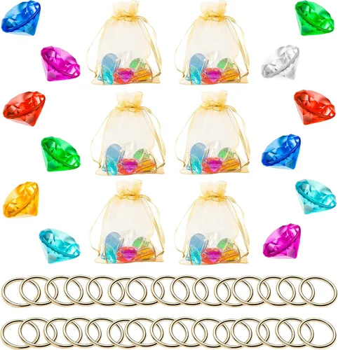 PANTIDE Juego de 78 anillos redondos de aleación de oro con gemas de diamantes acrílicos para el erizo azul, esmeraldas del caos, suministros de