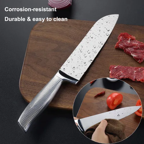 Miniatura 6 de Juego de 3 cuchillos de chef de acero inoxidable, cuchillos afilados Santoku Kitchen Knives, Japanese Cooking Knife, Ergonomic Non-Slip Handle