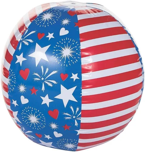Fun Express - Pelota de playa gigante patriótica para el 4 de julio - Juguetes - Infla - Pelotas de playa - 4 de julio - 1 pieza