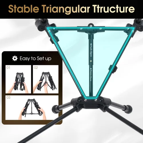 Miniatura 5 de MOON LENCE Silla de camping plegable de respaldo alto, silla compacta portátil de 330 libras con asiento ancho y respaldo ergonómico (negro)