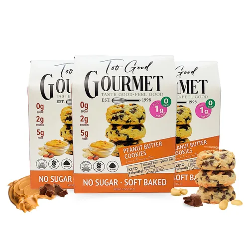 Miniatura 11 de Too Good Gourmet Paquete de 3 galletas con chispas de chocolate keto, aperitivos bajos en carbohidratos, aperitivos sin azúcar para niños y adultos