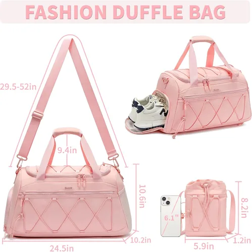 Miniatura 2 de Bolsa de gimnasio para mujer, bolsa de viaje deportiva de 40 L, mochila de gimnasio con compartimento para zapatos, bolsa de mano para fines