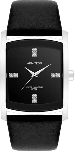 Miniatura 8 de Armitron Reloj con correa de cuero con detalles de cristal genuino para hombre