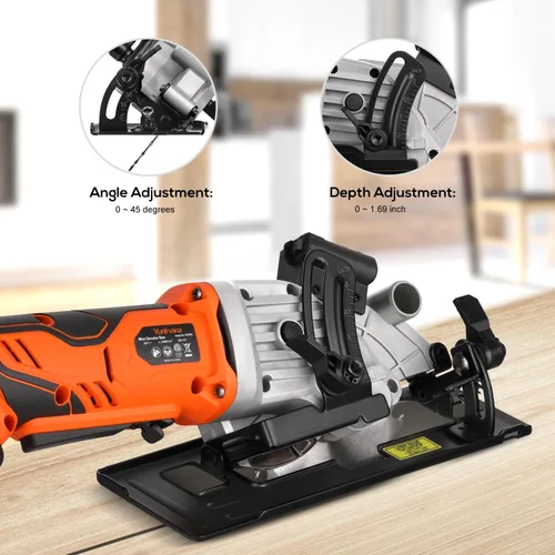 Miniatura 4 de Yunirvana Mini sierra circular, sierra circular inalámbrica profesional de 20 V 3400 RPM, ángulo y profundidad ajustables, profundidad de corte