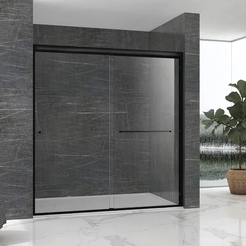 Miniatura 12 de Fab and Mirror - Puerta de ducha doble corredera para baño, serie Sorrento Lux, acabado de níquel cepillado, ajustable de 44 a 48 pulgadas de ancho