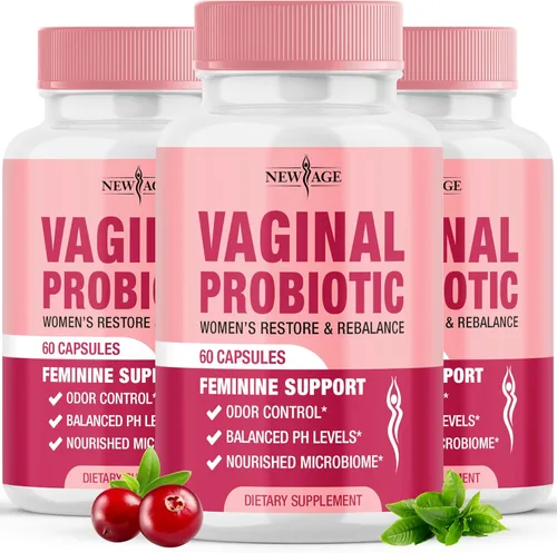 NEW AGE Probióticos vaginales para mujeres con prebióticos, extracto de arándano y una mezcla de probióticos Lactobacillus, apoya el equilibrio