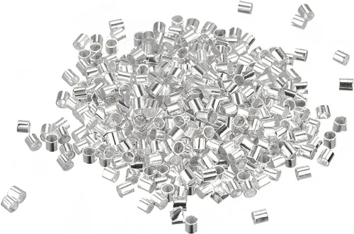 Miniatura 15 de uxcell 500 cuentas de tubo de engarzado, tubo de latón de 0.069 x 0.069 pulgadas, cuentas espaciadoras de extremo de engarzado, pequeños topes