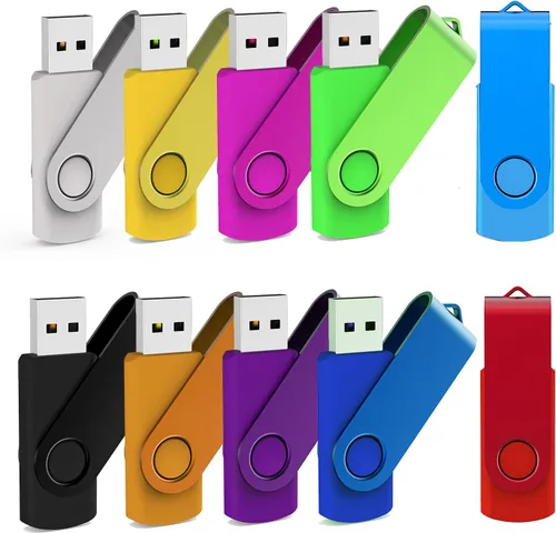 Memoria USB 2.0 de 4 GB, paquete de 10 unidades, unidad de memoria giratoria USB 2.0, paquete de 10 unidades, color negro