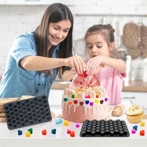 Miniatura 7 de Paquete de 3 moldes de silicona para cubitos de hielo con forma de corazón, mini molde de cera de San Valentín para hornear chocolate, gomitas