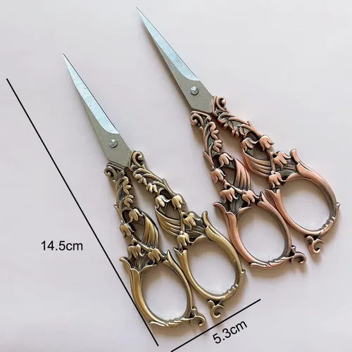 Miniatura 2 de Tijeras de costura de estilo retro floral de 5.9 in, tijeras de costura para bordado, tijeras de sastre retro, tijeras antiguas para herramientas