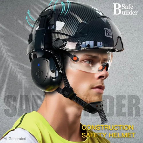 Miniatura 9 de Casco de seguridad SAFEBUILDER con visera, orejeras Bluetooth SNR 26dB, sombrero duro con viseras, orejeras montadas, sombreros duros ventilados