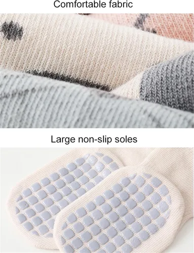 Miniatura 3 de Calcetines antideslizantes con empuñaduras para bebés, niñas y niños, calcetines de dibujos animados antideslizantes para bebés, 10 pares