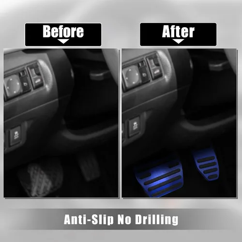 Miniatura 4 de X AUTOHAUX 1 Unidades Antideslizante Sin Perforación Aleación de Aluminio Freno y Gas Pedal Cubiertas de Pedal de Pie Almohadillas para Nissan Kicks