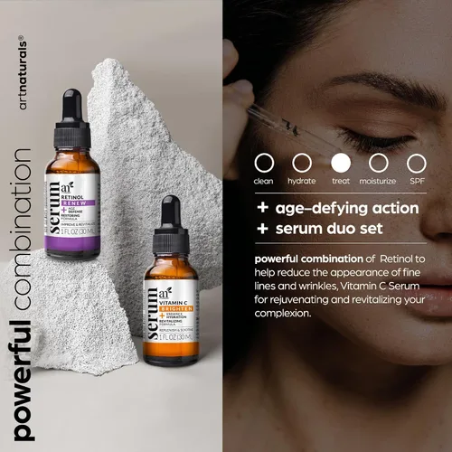 Miniatura 3 de Serum Artnaturals con retinol y vitamina C, orgánico, (2 unidades de 1.0 onzas), juego de regalo, anti arrugas y removedor de ojeras