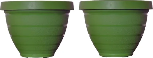 Miniatura 17 de The HC Companies Rings Maceta para Flores - Maceta de riego automático para hierbas y más – Maceta redonda ligera para exteriores e interiores