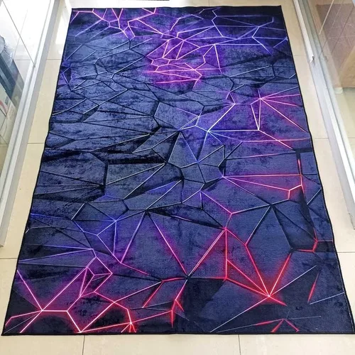 Miniatura 3 de Alfombra de sala de juegos, alfombra de deportes electrónicos, alfombra de aspecto neón, alfombra colorida, alfombra de juegos, alfombra morada