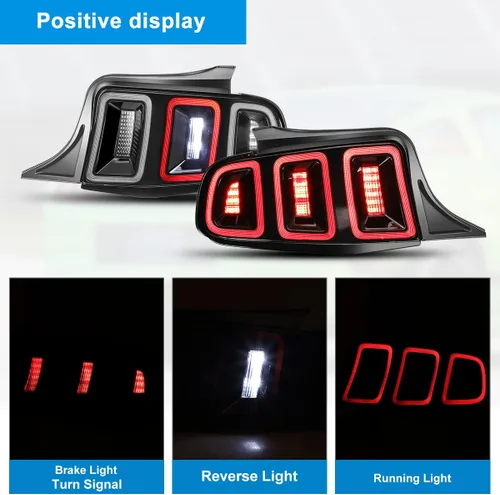 Miniatura 4 de CPW Conjunto de luces traseras para Ford Mustang 2010 2011 2012 2013 2014, repuesto de lámparas de freno traseras completamente funcionales, 1 par