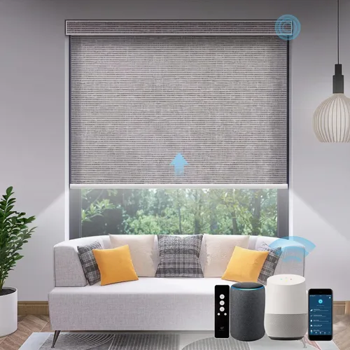SmartWings Persianas Motorizadas con Filtro de Luz, Compatible con Matter Thread Homekit Z-Wave Alexa Google, Persianas con 70% de Opacidad Safari