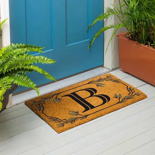 Miniatura 5 de Evergreen Flag Alfombra de puerta de fibra de coco monograma Letra B Alfombra para puerta delantera para interiores y exteriores 71x41 cm