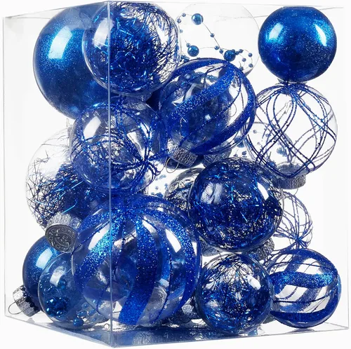 Miniatura 8 de Adornos de esferas navideñas transparentes, 24 unidades - Juego de adornos de esferas de Navidad de plástico irrompibles y decorativas para colgar