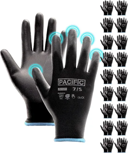 PACIFIC PPE 18 pares de guantes de trabajo, guantes de punto sin costuras recubiertos de poliuretano, guantes de seguridad para pantalla táctil con