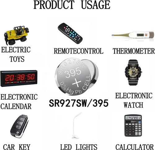 Miniatura 5 de SKOANBE Batería de reloj de celda de moneda con botón LR926 SR927SW 1.5V AG7 399 395 395A LR57 botón