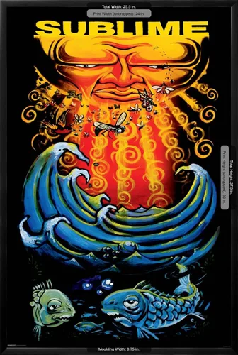 Miniatura 5 de AllPosters Póster de pared sublime, diseño de sol y pez sobre marco negro, 24 x 36 pulgadas