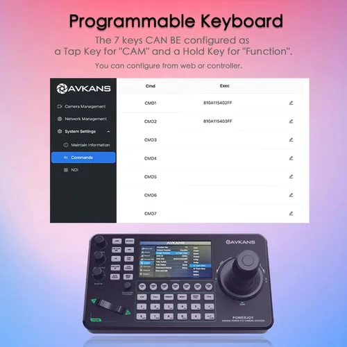 Miniatura 4 de Controlador de joystick de cámara PTZ AVKANS PowerJoy, controlador de teclado de cámara PTZ IP NDI con joystick 4D para transmisión en vivo