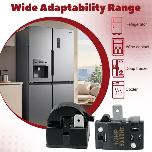 Miniatura 4 de Refrigerator Compressor Relay and Overload Kit 2 Sets Refrigerator Starters QP2-4R7 4.7 Ohm 1 Pin Refrigerator PTC Starter Relays and Freezer 1/2 Hp