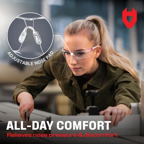 Miniatura 3 de NoCry Gafas de Seguridad Transparentes para Mujeres con Marcos Ajustables — Gafas de Seguridad Antiniebla con 100% de Protección UV y Resistencia a