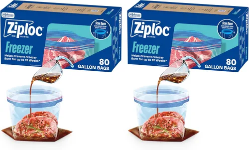 Miniatura 8 de Bolsas Ziploc de almacenamiento de alimentos para congelador de un galón, diseño que se mantiene abierto, fáciles de llenar, 80