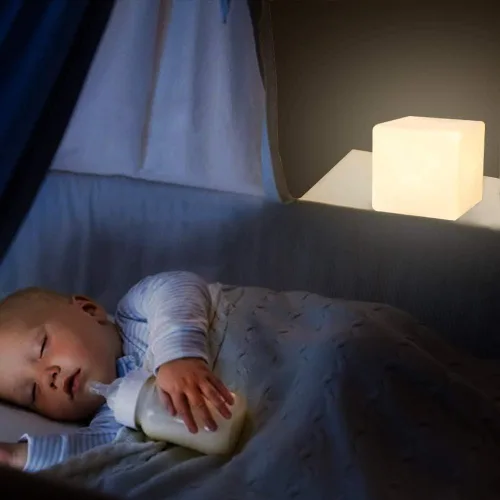 Miniatura 2 de Mr.Go Lámpara de ambiente de luz nocturna LED regulable de 4 pulgadas para niños y adultos, 16 colores RGB, 8 niveles de atenuación, 4 efectos