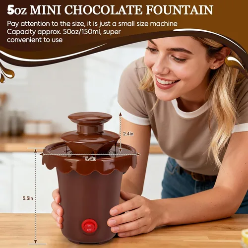 Miniatura 2 de Mini fuente de chocolate de 5 onzas con 10 tenedores, mini máquina de inmersión de chocolate de 2 niveles para uso con jarabe de chocolate, apta Café