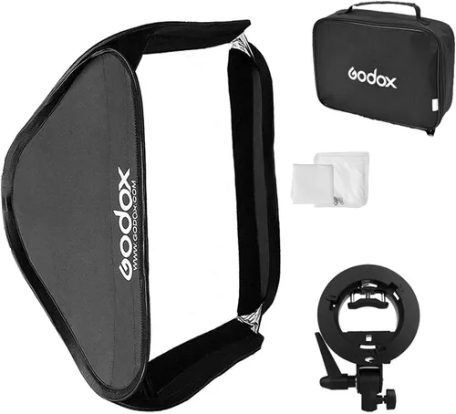 Godox Softbox de 32 x 32 pulgadas con soporte de montaje Bowens tipo S, kit de soporte de flash para flash de cámara, luz rápida, estudio de