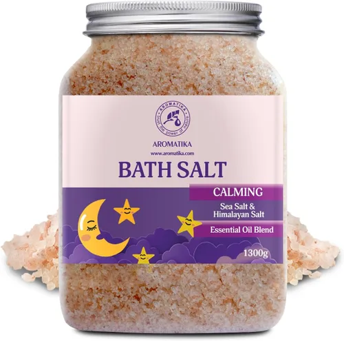 Miniatura 2 de Sales de baño calmantes de 46 onzas – 45.86 oz – con aceites esenciales de sándalo, lavanda y bergamota – Sales marinas de baño naturales de 2.9 lbs