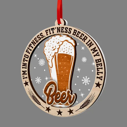 Miniatura 8 de Adornos de cerveza para árbol de Navidad, adorno de cerveza artesanal de 2 capas de madera y acrílico para árbol de Navidad, decoración de Navidad