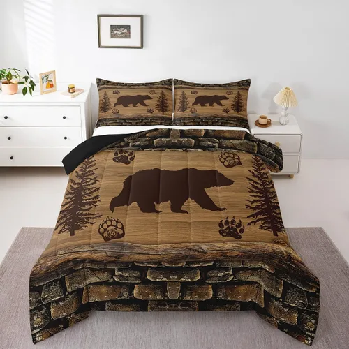 Miniatura 30 de Feelyou juego de ropa de cama con diseño de ciervo para niños y niñas, tamaño twin, con huella de pata de ciervo, juego de edredón ultra suave