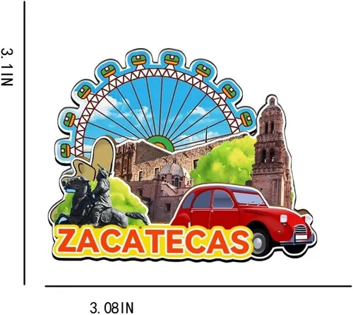 Miniatura 3 de Zacatecas - Imán de madera para nevera, diseño de México, monumentos 3D, recuerdos coleccionables, decoración hecha a mano -2319
