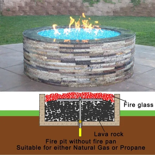 Miniatura 3 de Meter Star - Quemador de anillo de propano de acero inoxidable 304 de 12 pulgadas, chimenea, máximo 92,000 BTU