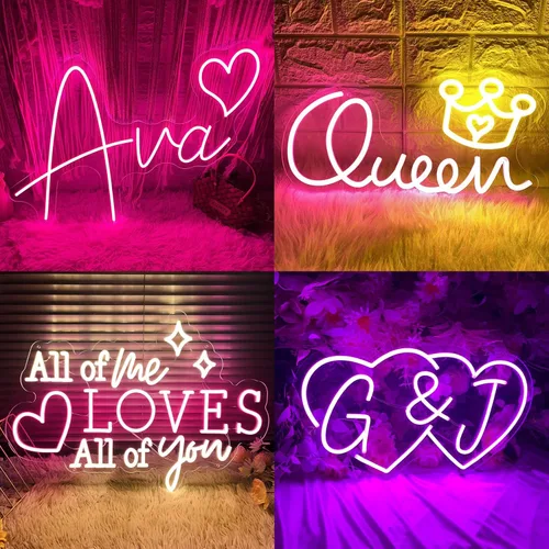 Miniatura 5 de Letrero de neón personalizado para decoración de pared, letrero de neón LED regulable personalizable para boda, familia, regalo de cumpleaños