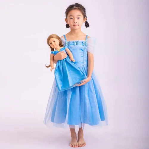 Miniatura 2 de Mikyra Disfraz de princesa Cenicienta a juego para niñas y muñecas, vestido de princesa Cenicienta para niña con vestido de muñeca de 18 pulgadas a